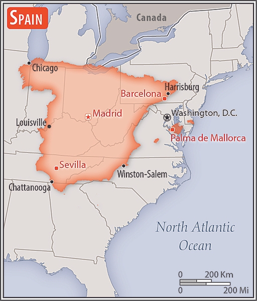 <p>almost five times the size of Kentucky; slightly more than twice the size of Oregon</p>