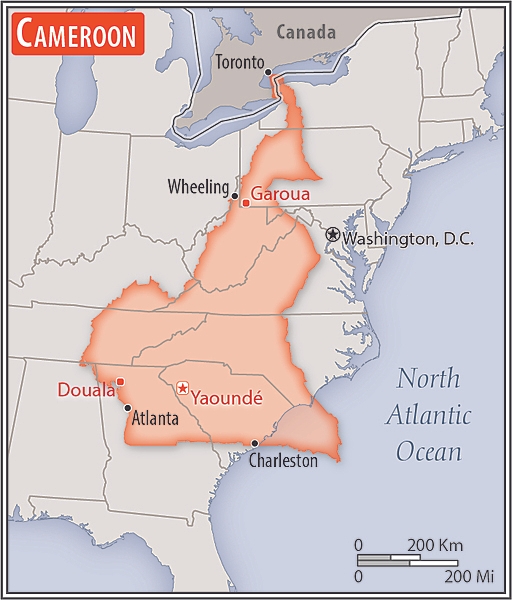 <p>slightly larger than California; about four times the size of Pennsylvania</p>