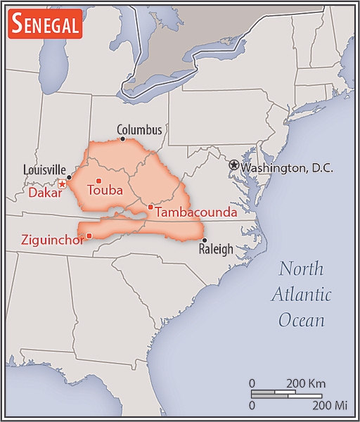 <p>slightly smaller than South Dakota; slightly larger than twice the size of Indiana</p>