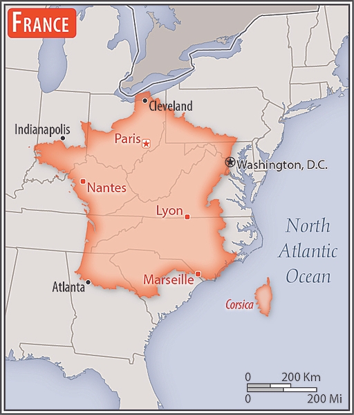 <p>slightly more than four times the size of Georgia; slightly less than the size of Texas</p>
