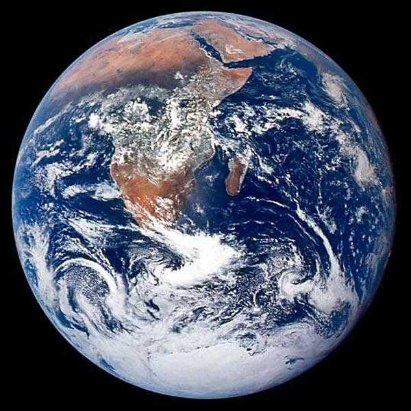 View of the Earth from space showing part of the Eastern Hemisphere, including Africa, the island of Madagascar, the Arabian peninsula, and a portion of Antarctica. Image courtesy of NASA.