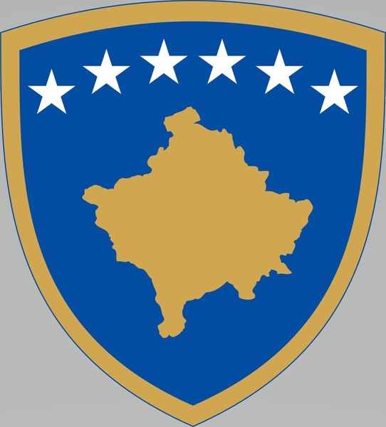 The Kosovo coat of arms uses the national colors of blue, gold, and white, and it is also featured on the country’s flag. The golden map symbolizes a rich and peaceful Kosovo, with a blue background that represents the country’s aspirations for Euro-Atlantic integration. The six white stars stand for the major ethnic groups in Kosovo: Albanians, Serbs, Bosniaks, Turks, Roma (including Ashkali and Egyptians), and Gorani.