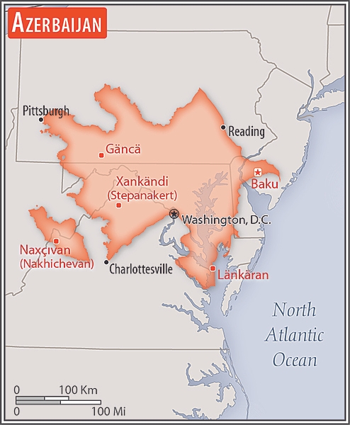 <p>about three-quarters the size of Pennsylvania; slightly smaller than Maine</p>