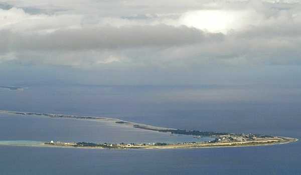 Aerial view of Kwajalein Island in the Marshall Islands. Kwajalein is an important part of the Ronald Reagan Ballistic Missile Test Site in the western Pacific. Photo courtesy of the US Department of Defense.